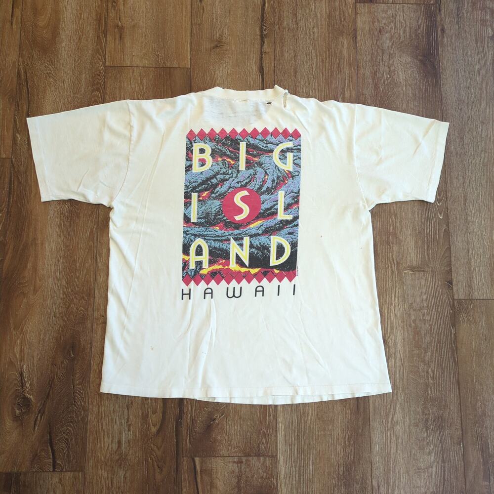 VTG Crazy Shirt Big Island Hawaii Adult XL Shirt Surf Ocean Thrashed Distress